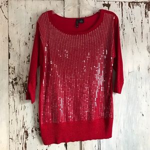 NEW DIRECTIONS Red sequined sweater